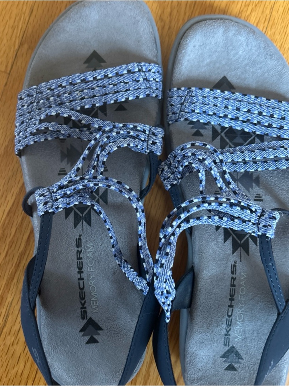 Skechers Regge Slim Women's Navy Blue Braided Strap Memory Foam Sandals Size~9 - Picture 4 of 5
